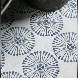16pk 9x9” Peel&Stick Tiles w/Blue Sunburst Pattern